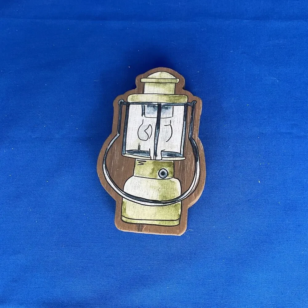 Vintage Lantern Shaped Wooden Block Sign Rustic Cabin Camping RV Camper Decor